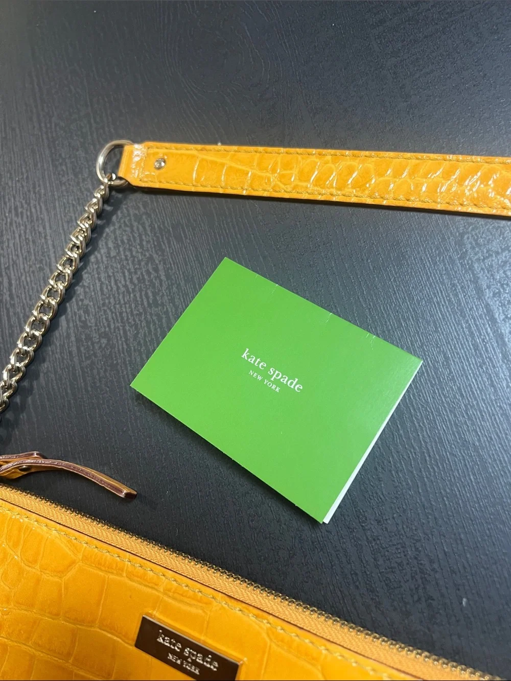 kate spade Yellow Croc-Embossed Chain Wristlet - Picture 4 of 6